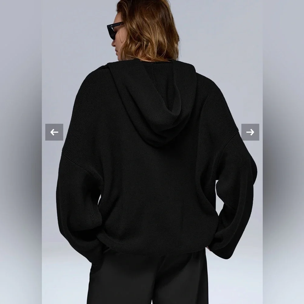 ALO Yoga Scholar Hooded Sweater Black Medium NWT